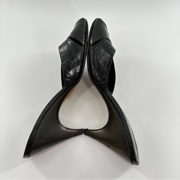 Donald J Pliner couture heel 8 black Italian leather tortoise print vintage 90s - Picture 6 of 13